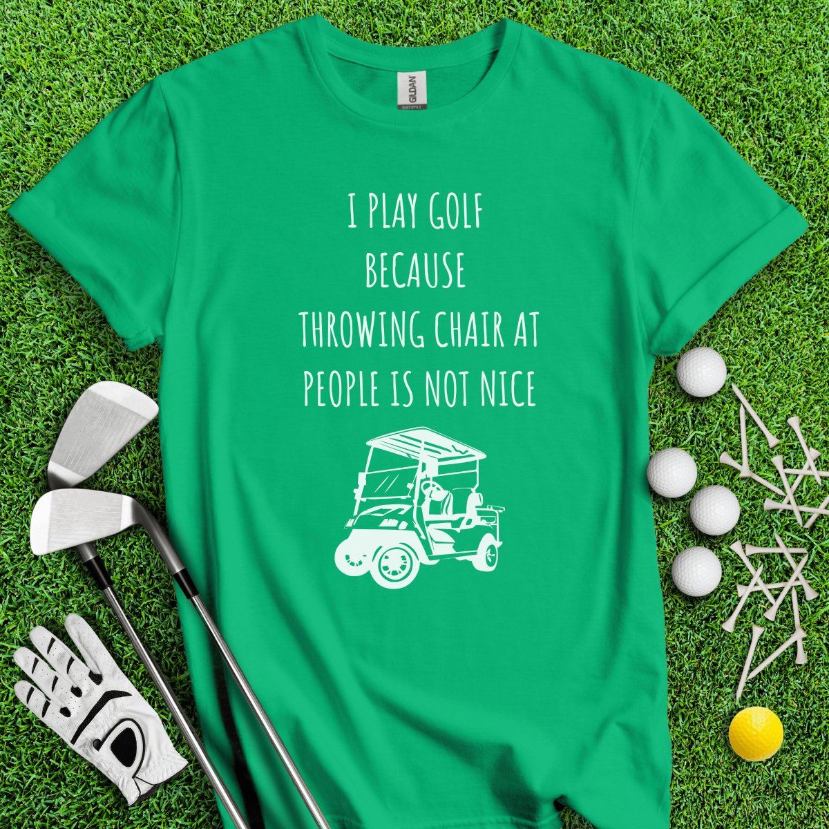 Golf Over Throwing Chair At People T - Shirt - TeeHee Golf Gear