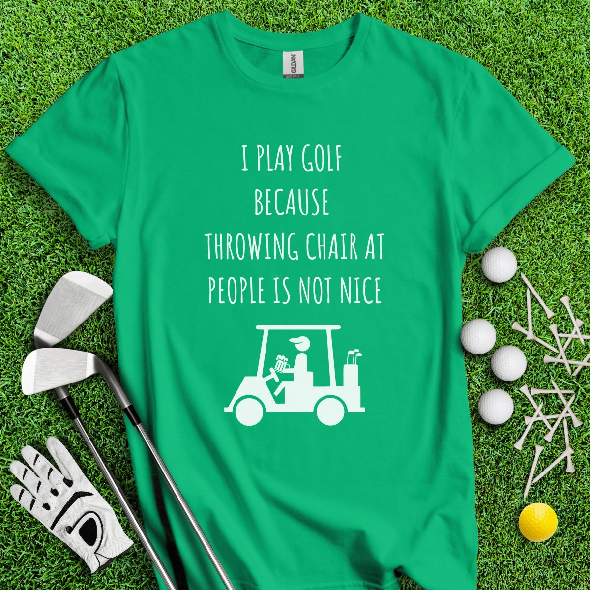 Golf Over Throwing Chair At People T - Shirt - TeeHee Golf Gear