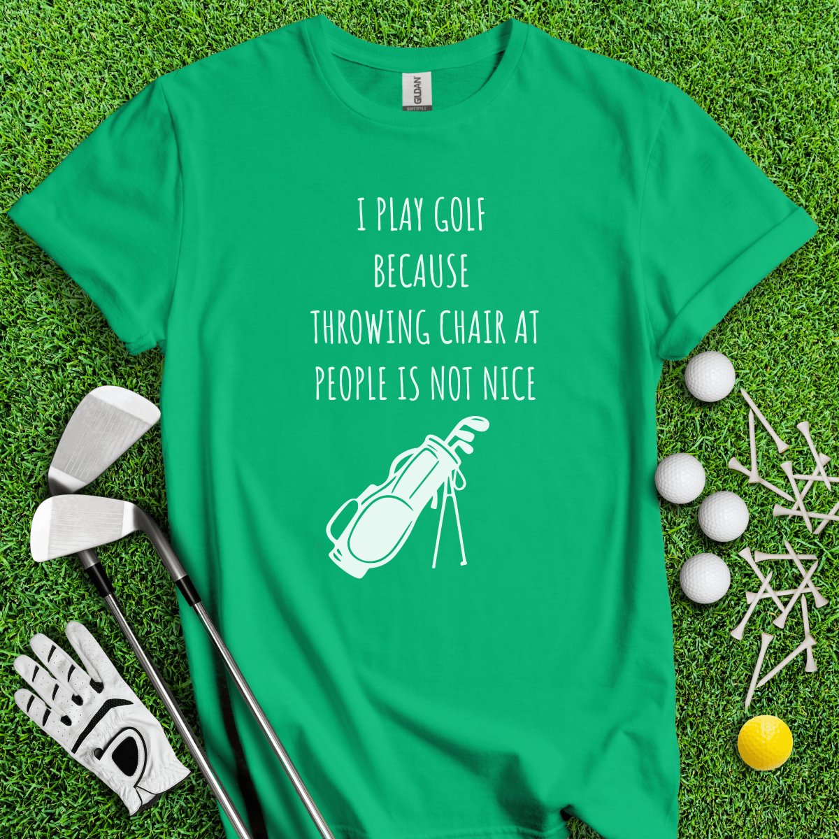 Golf Over Throwing Chair At People T - Shirt - TeeHee Golf Gear