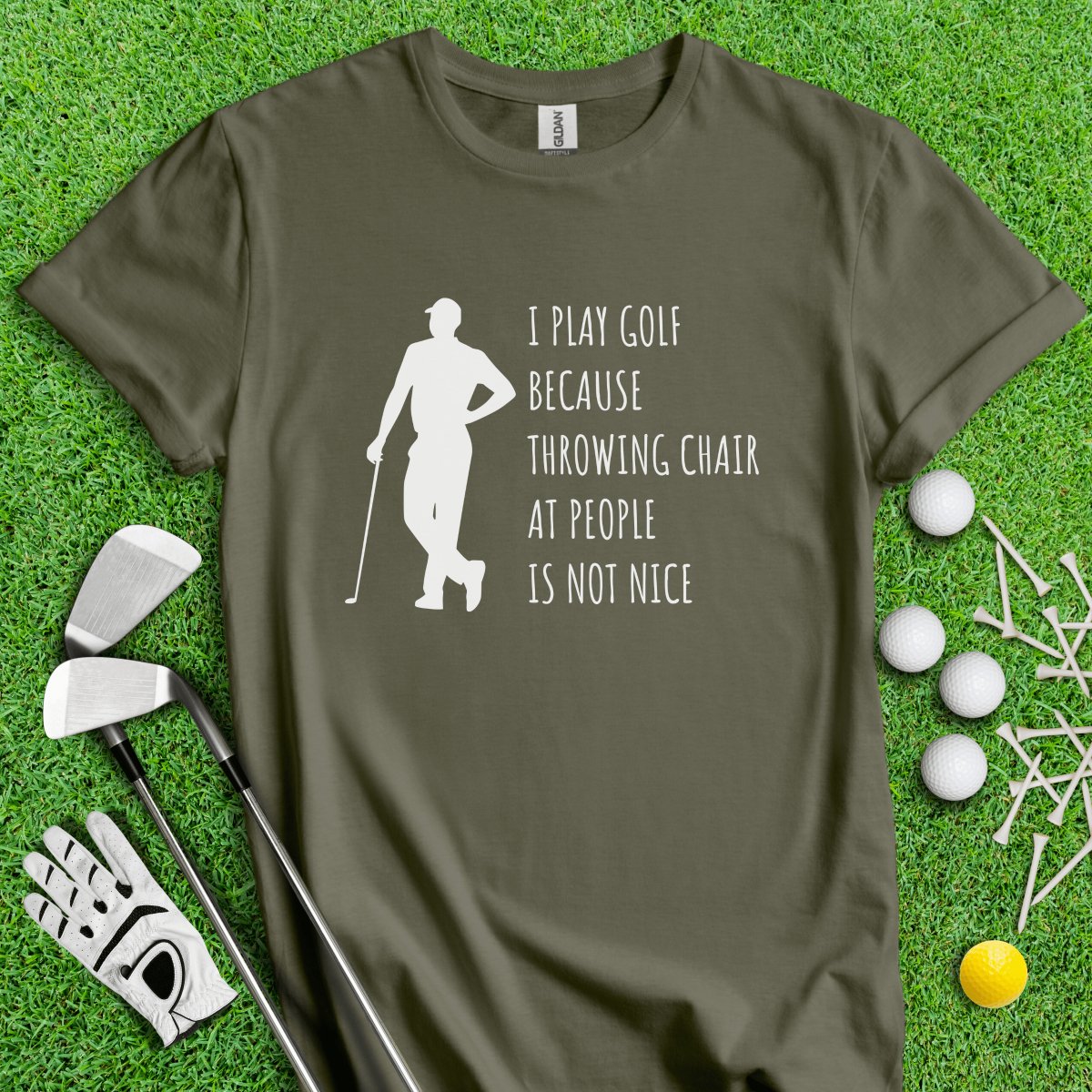 Golf Over Throwing Chair At People T - Shirt - TeeHee Golf Gear