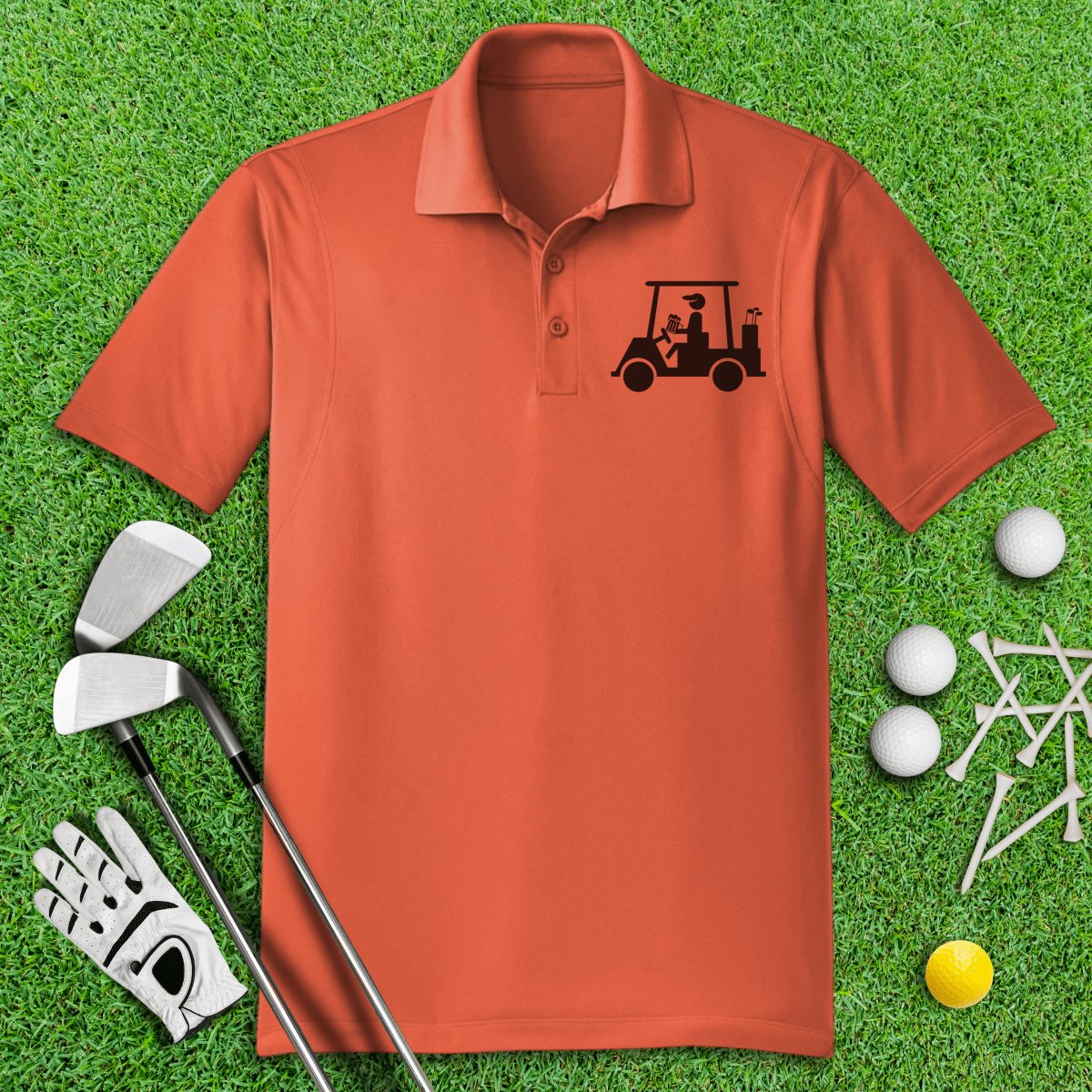 Golfer Drinking Beer Icon Polo Shirt - TeeHee Golf Gear