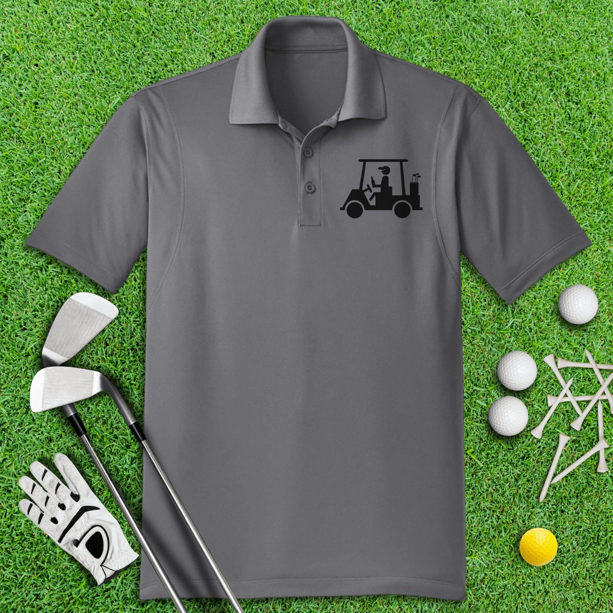 Golfer Drinking Beer Icon Polo Shirt - TeeHee Golf Gear