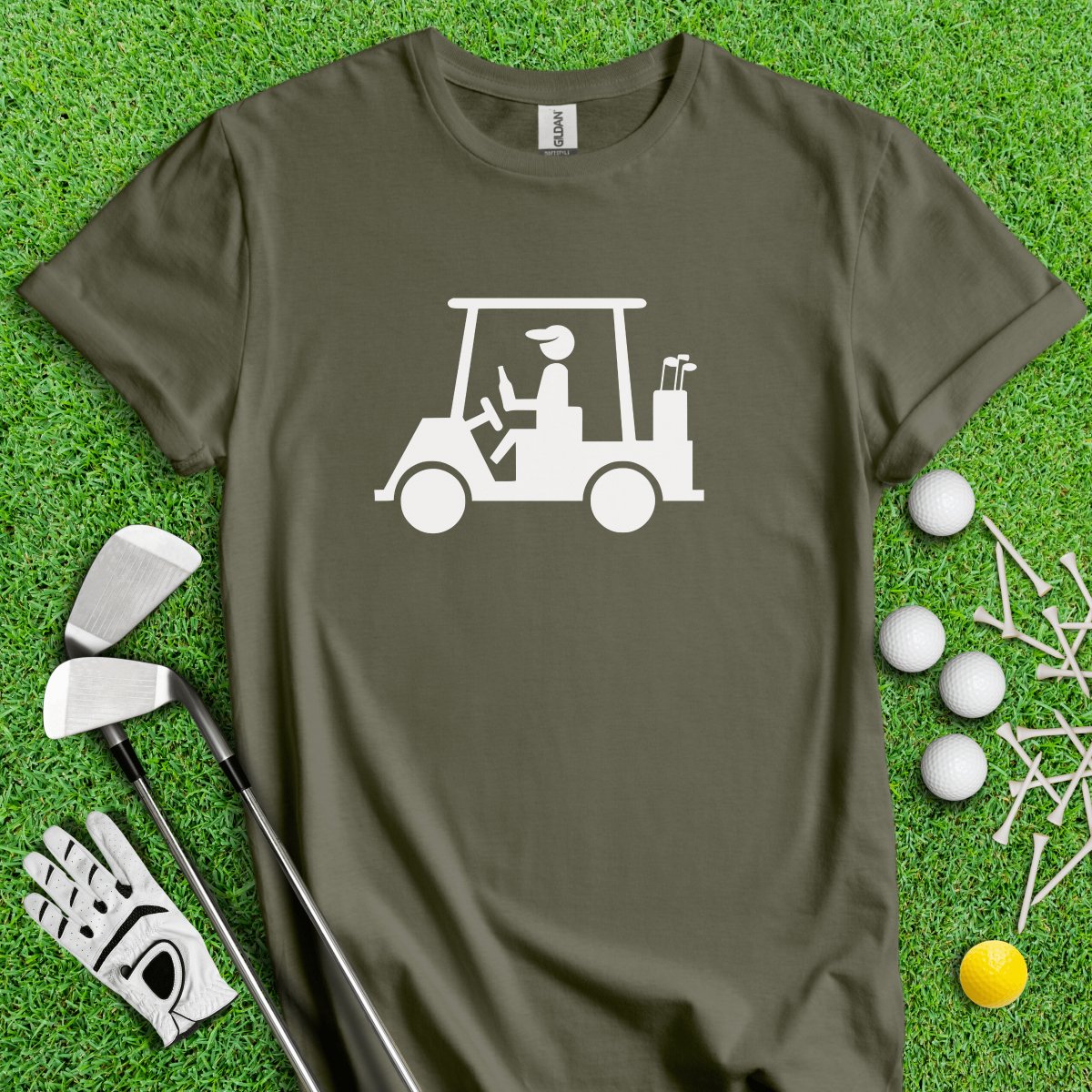 Golfer Holding Beer Bottle Icon T - Shirt - TeeHee Golf Gear