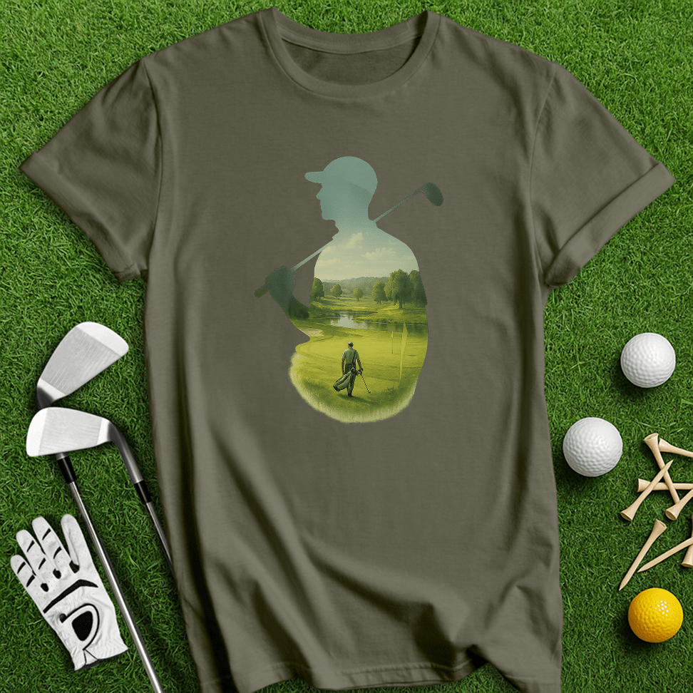 Golfer Tranquil Reflection T-Shirt - TeeHee Golf Gear