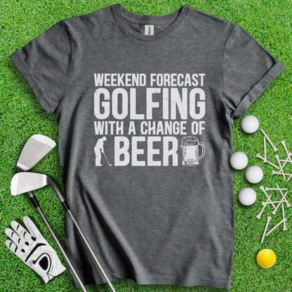 Golfing With A Chance Of Beer T - Shirt - TeeHee Golf Gear