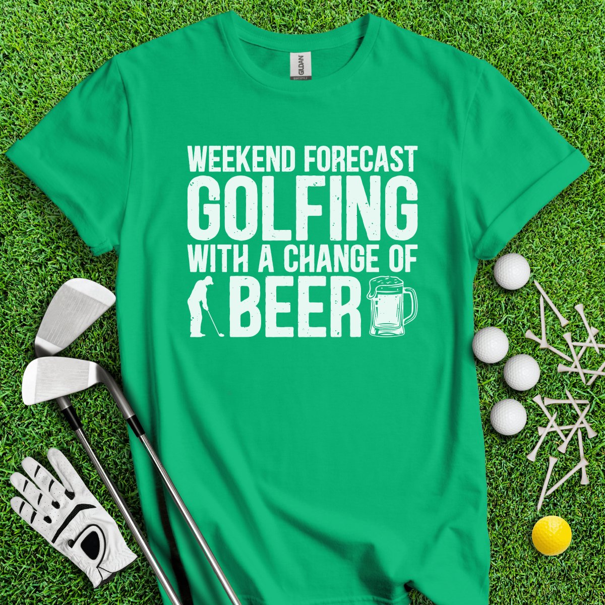 Golfing With A Chance Of Beer T - Shirt - TeeHee Golf Gear