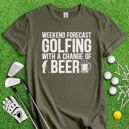 Golfing With A Chance Of Beer T - Shirt - TeeHee Golf Gear