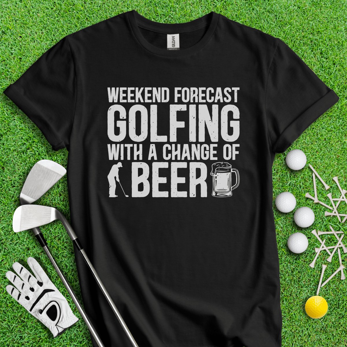 Golfing With A Chance Of Beer T - Shirt - TeeHee Golf Gear