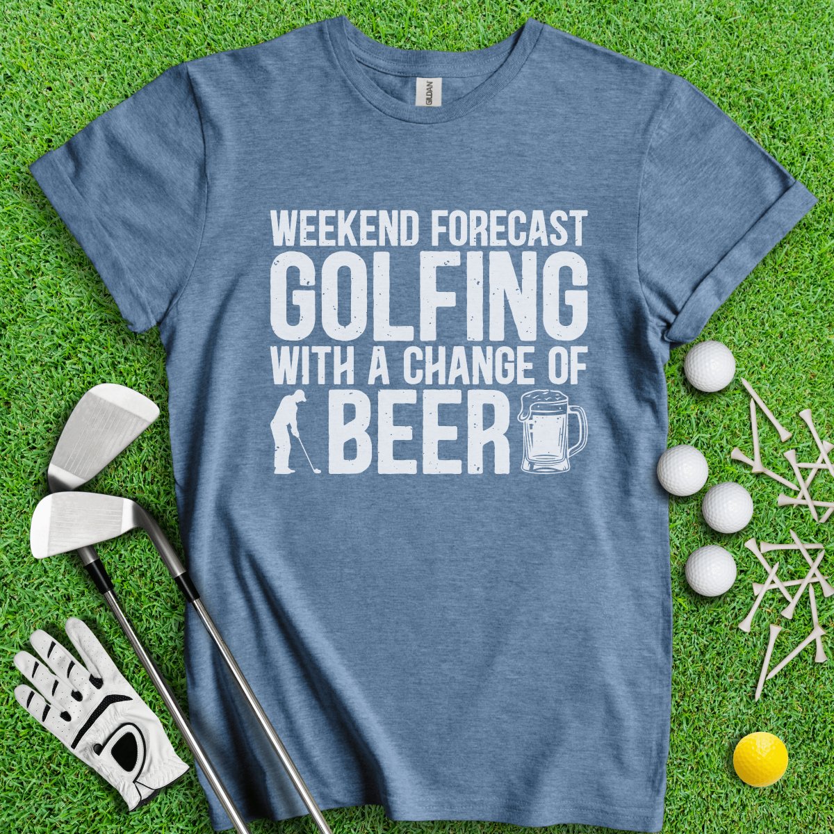 Golfing With A Chance Of Beer T - Shirt - TeeHee Golf Gear