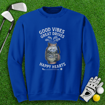 Good Vibes, Happy Heart Crewneck - TeeHee Golf Gear