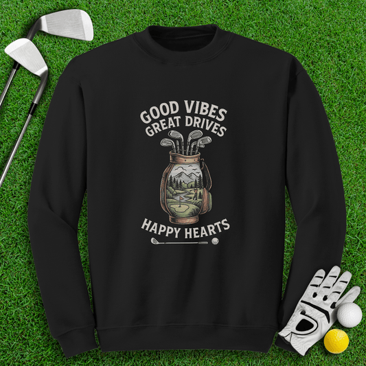 Good Vibes, Happy Heart Crewneck - TeeHee Golf Gear