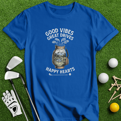 Good Vibes, Happy Heart T-shirt - TeeHee Golf Gear