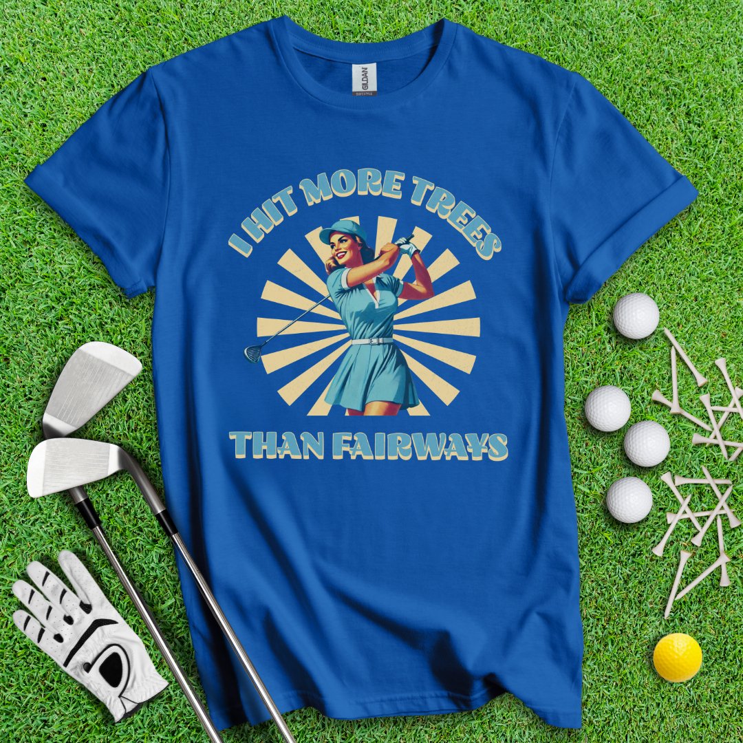 I Hit More Trees Than Fairways Retro T-Shirt - TeeHee Golf Gear