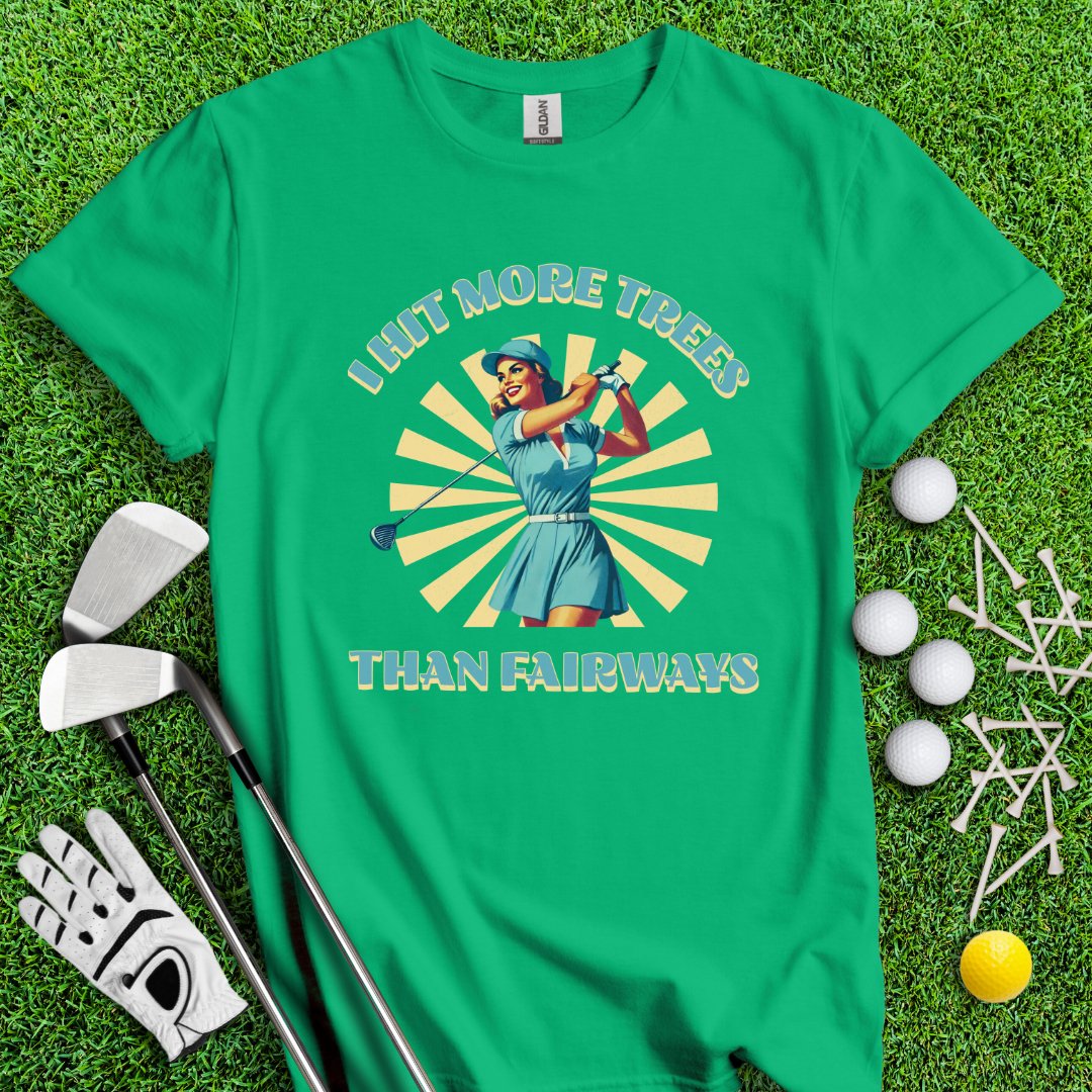 I Hit More Trees Than Fairways Retro T-Shirt - TeeHee Golf Gear