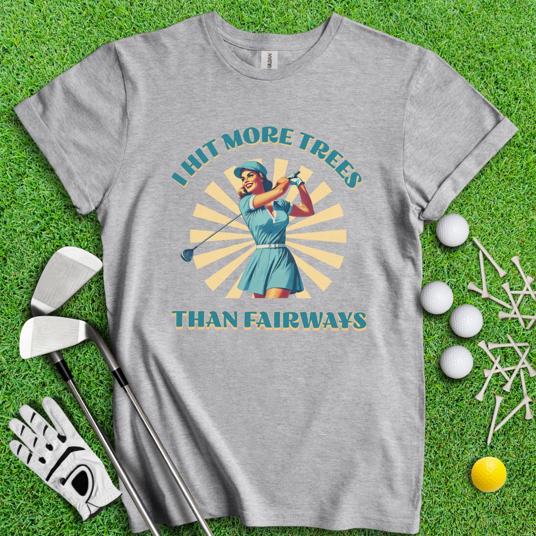 I Hit More Trees Than Fairways Retro T-Shirt - TeeHee Golf Gear