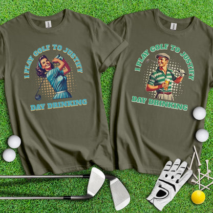 I Play Golf To Justify Day Drinking Retro Couple Shirt - TeeHee Golf Gear