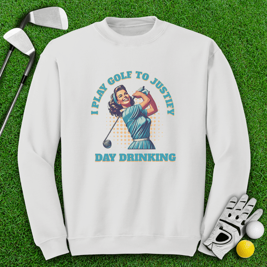 I Play Golf To Justify Day Drinking Retro Crewneck - TeeHee Golf Gear
