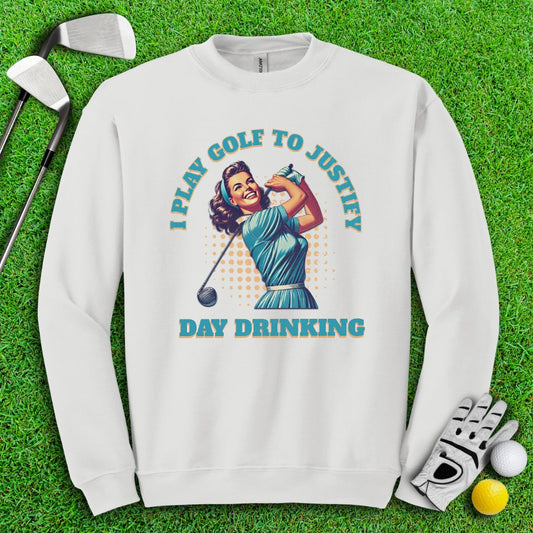 I Play Golf To Justify Day Drinking Retro Crewneck - TeeHee Golf Gear