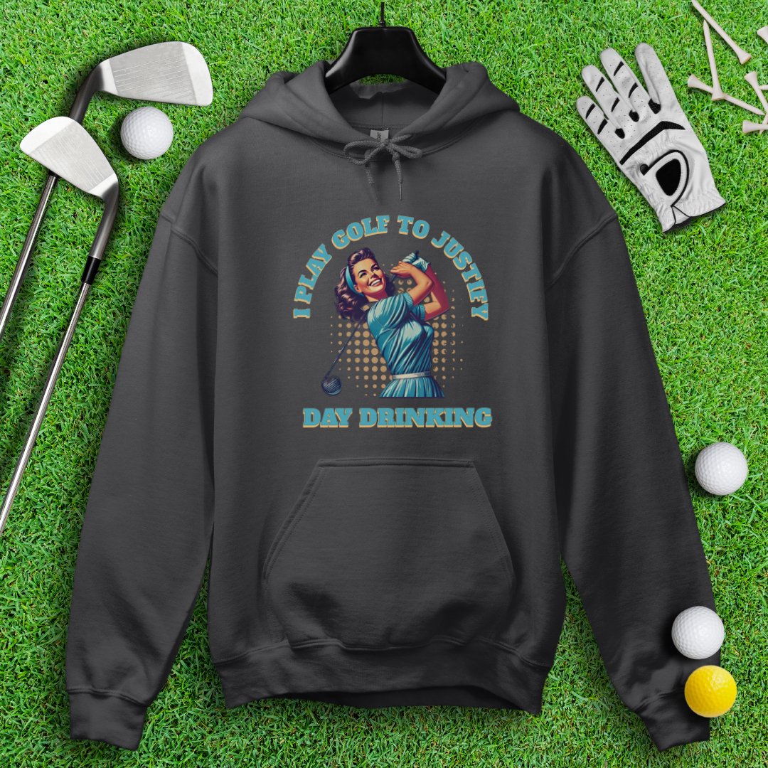 I Play Golf To Justify Day Drinking Retro Hoodie - TeeHee Golf Gear