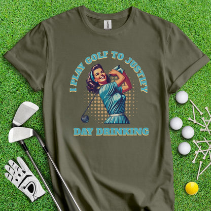 I Play Golf To Justify Day Drinking Retro T-Shirt - TeeHee Golf Gear