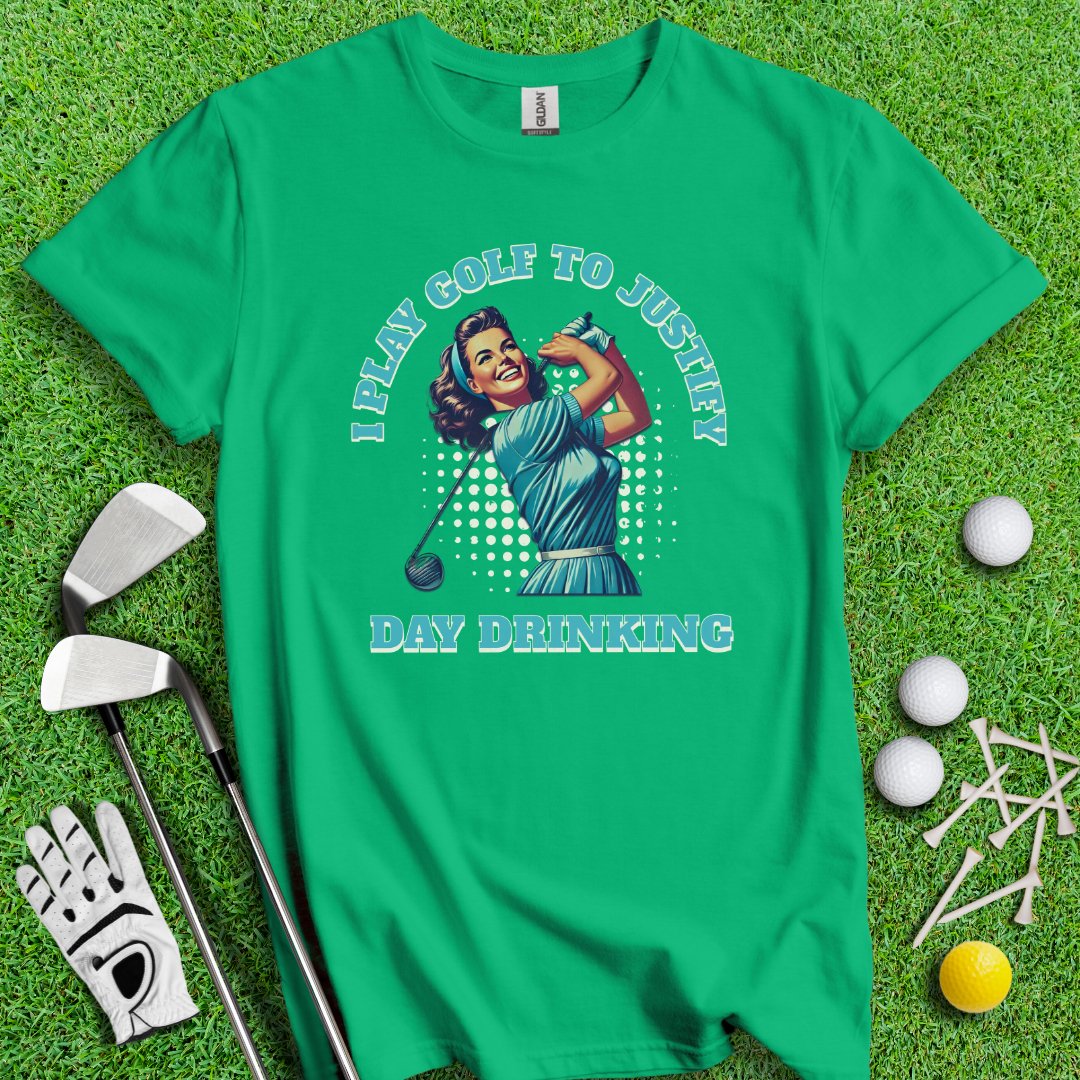 I Play Golf To Justify Day Drinking Retro T-Shirt - TeeHee Golf Gear