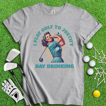 I Play Golf To Justify Day Drinking Retro T-Shirt - TeeHee Golf Gear