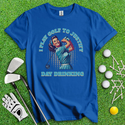 I Play Golf To Justify Day Drinking Retro T-Shirt - TeeHee Golf Gear