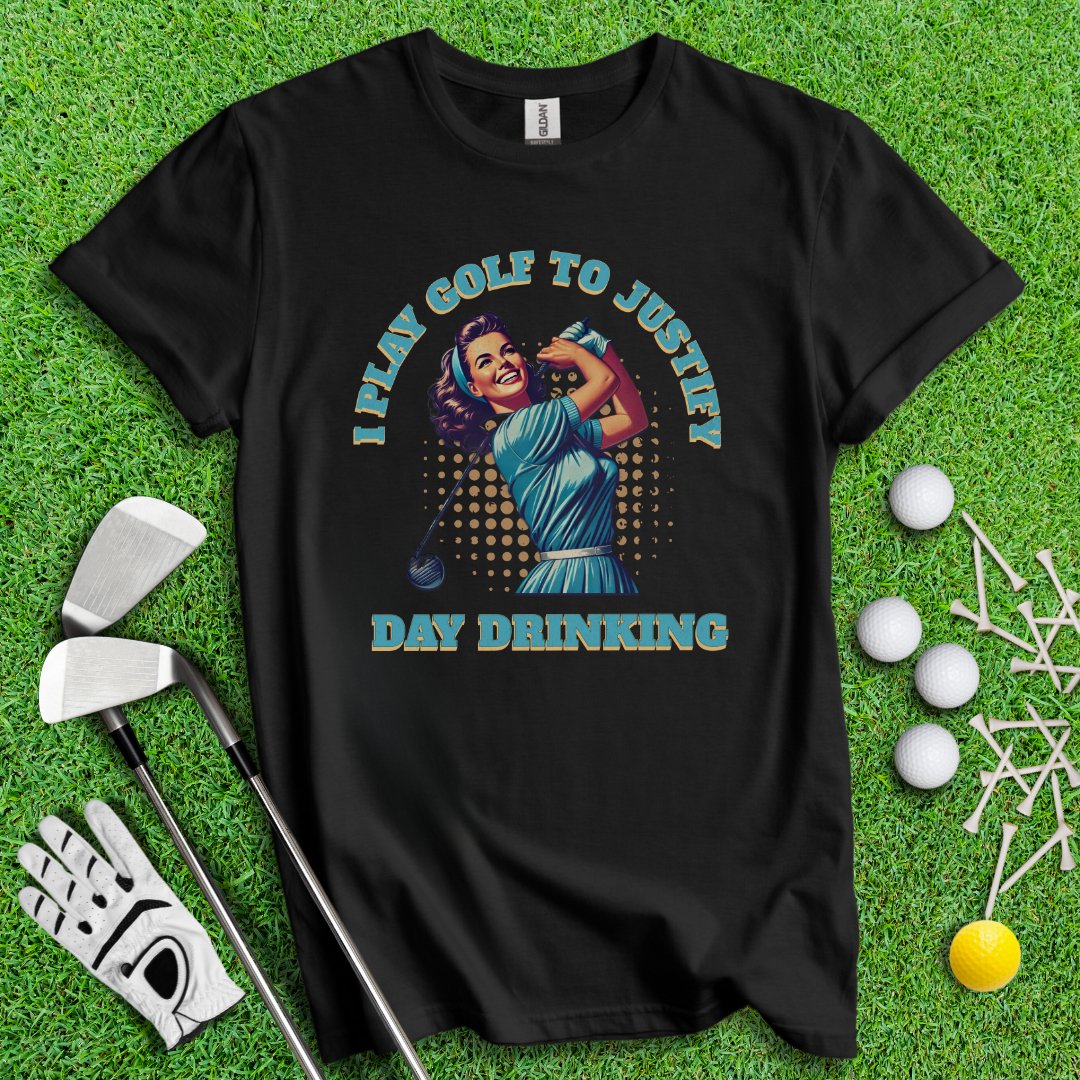 I Play Golf To Justify Day Drinking Retro T-Shirt - TeeHee Golf Gear