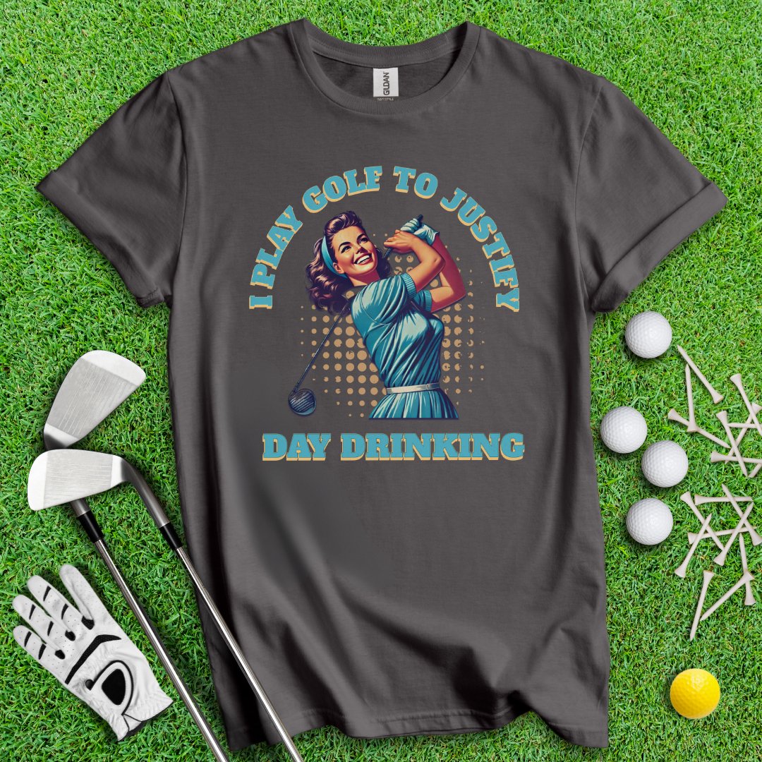 I Play Golf To Justify Day Drinking Retro T-Shirt - TeeHee Golf Gear