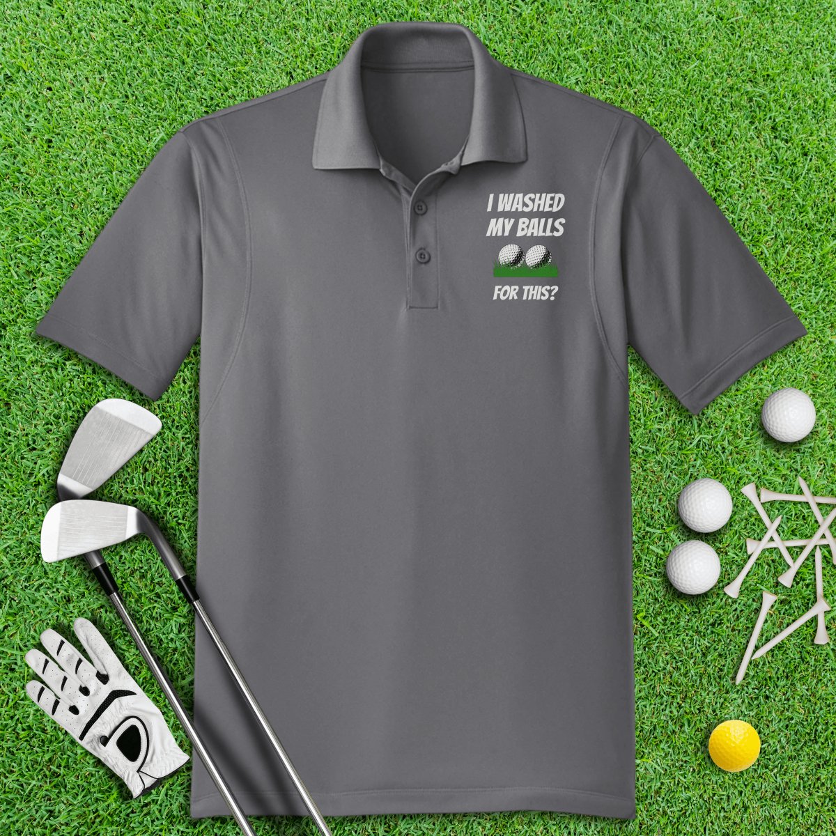 I Washed My Balls For This? Funny Golf Polo Shirt - TeeHee Golf Gear