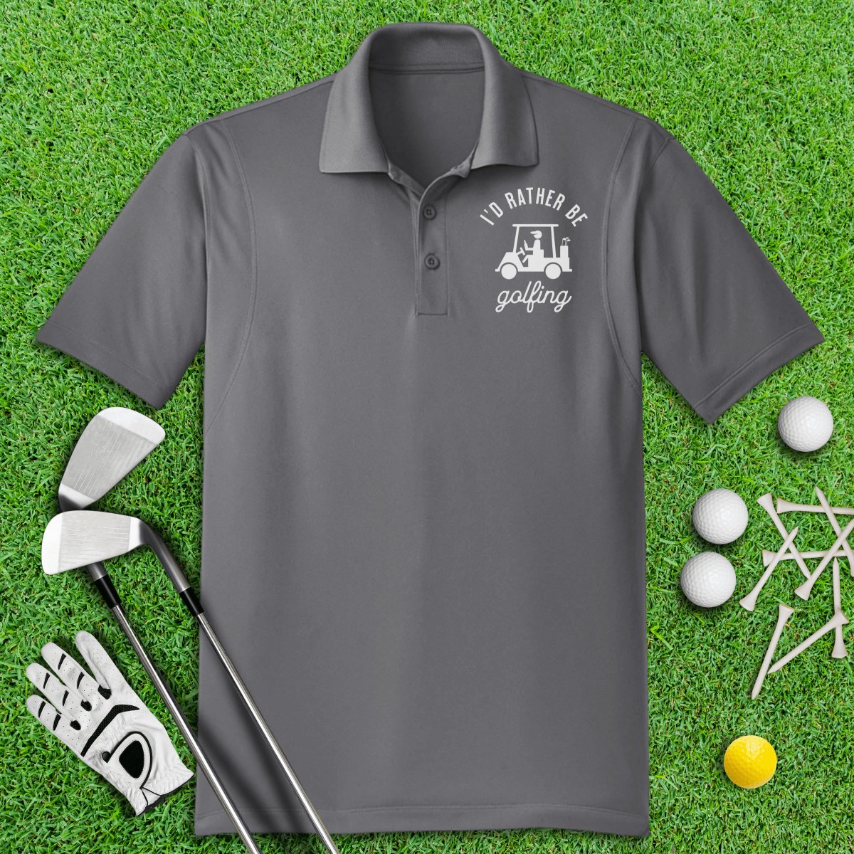 I'd Rather Be Golfing Funny Golf Polo Shirt - TeeHee Golf Gear