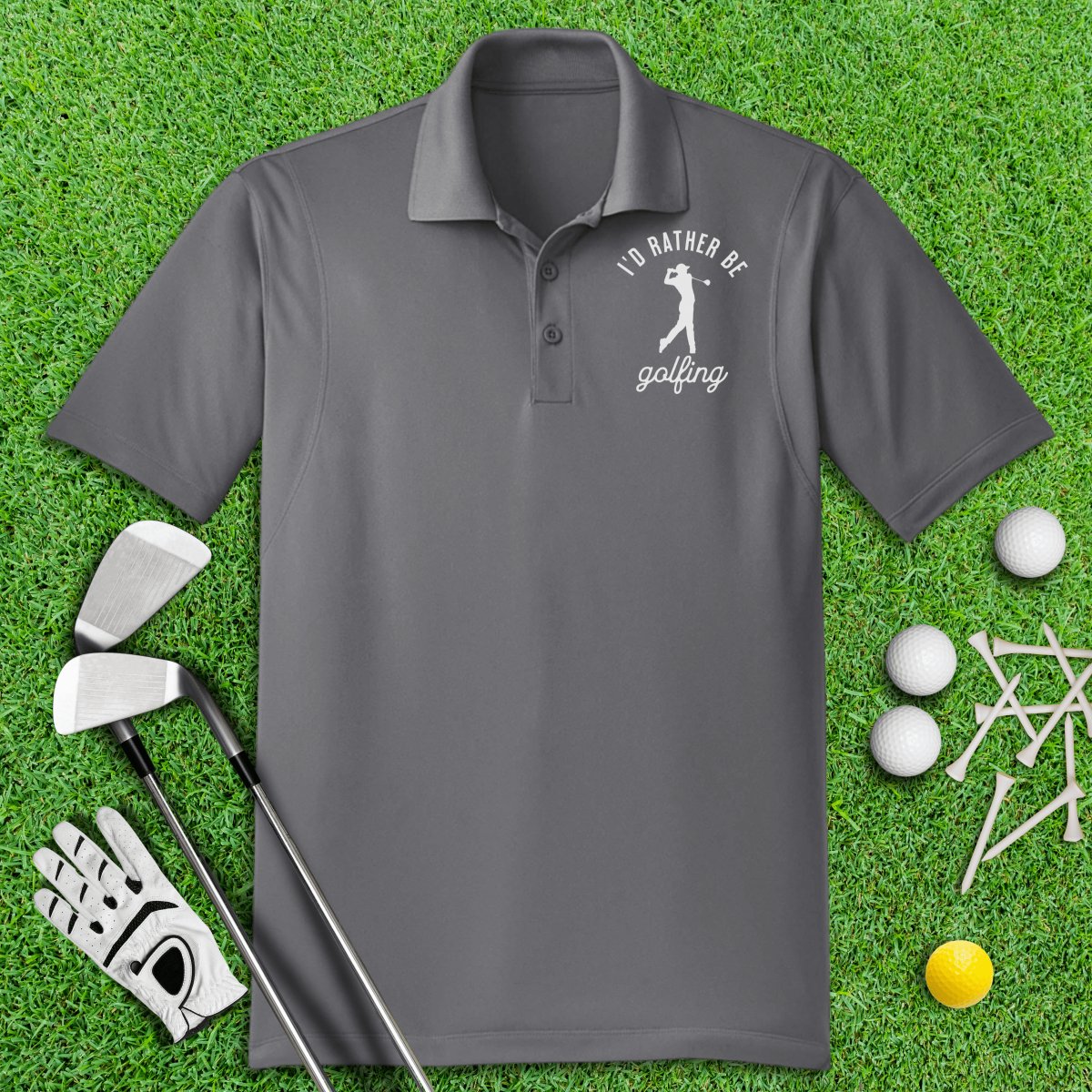 I'd Rather Be Golfing Funny Golf Polo Shirt - TeeHee Golf Gear