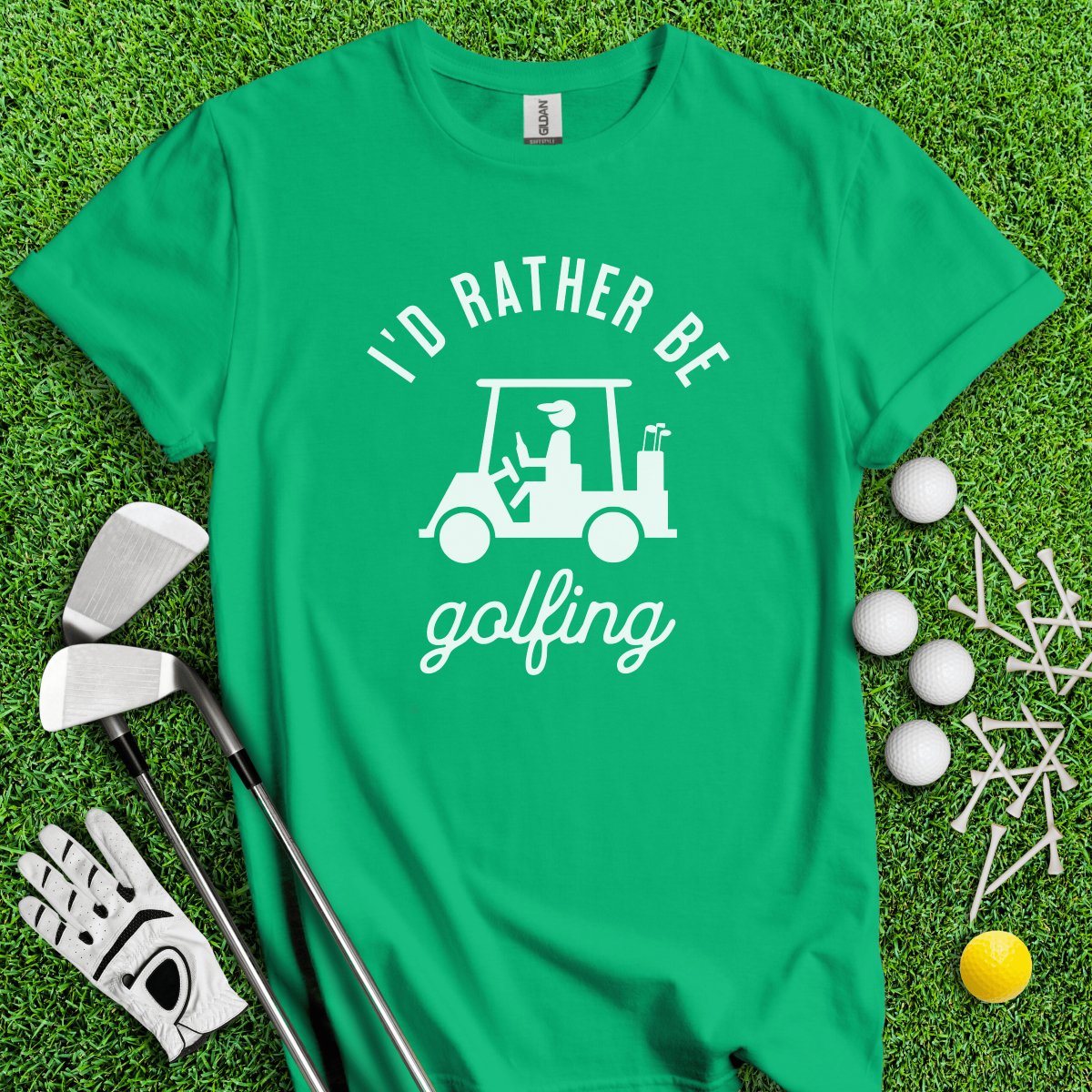 I'd Rather Be Golfing Funny Golf T - Shirt - TeeHee Golf Gear