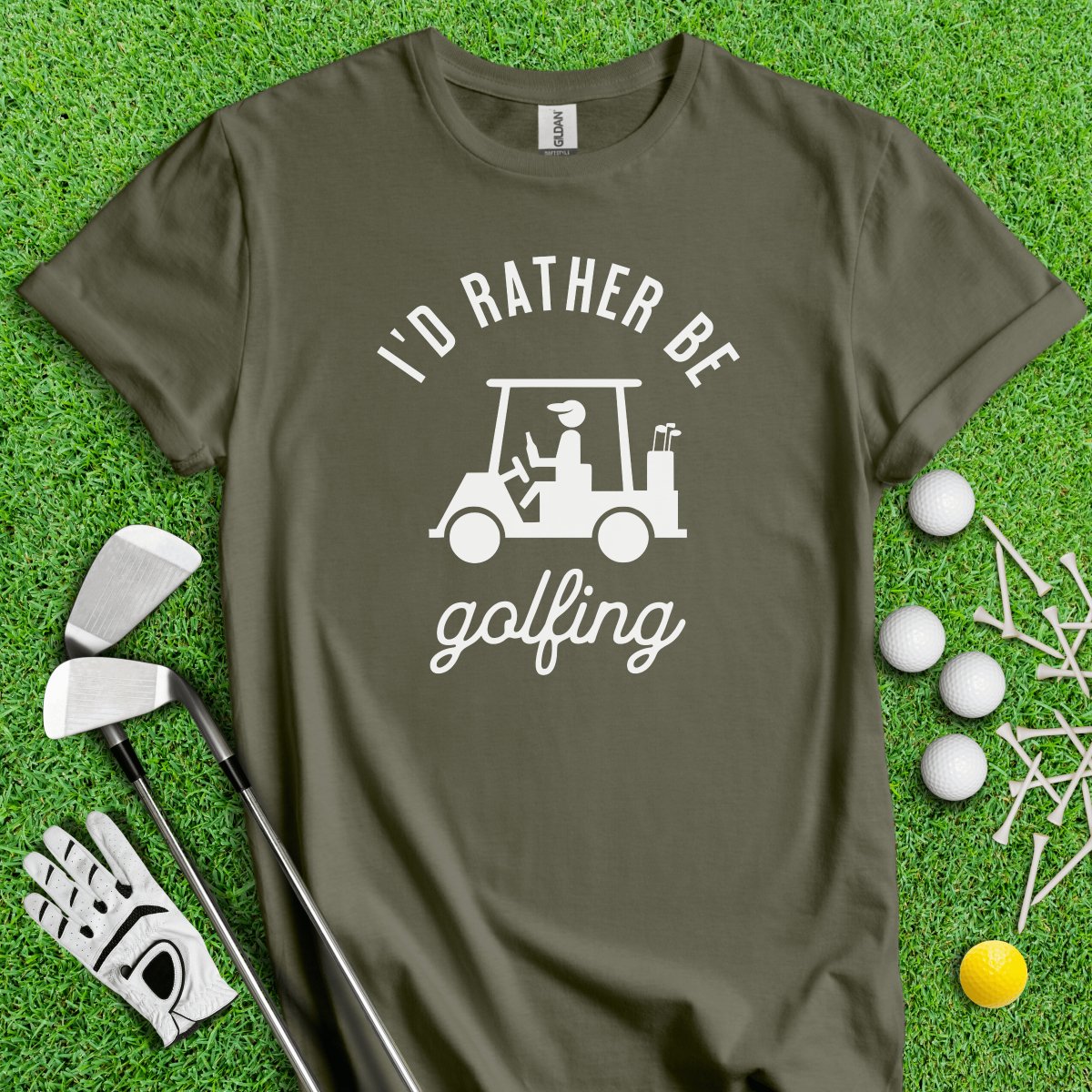 I'd Rather Be Golfing Funny Golf T - Shirt - TeeHee Golf Gear