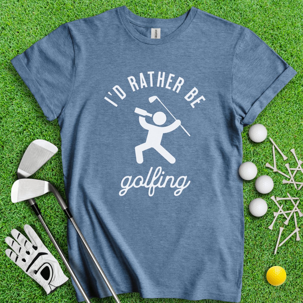 I'd Rather Be Golfing Funny Golf T - Shirt - TeeHee Golf Gear