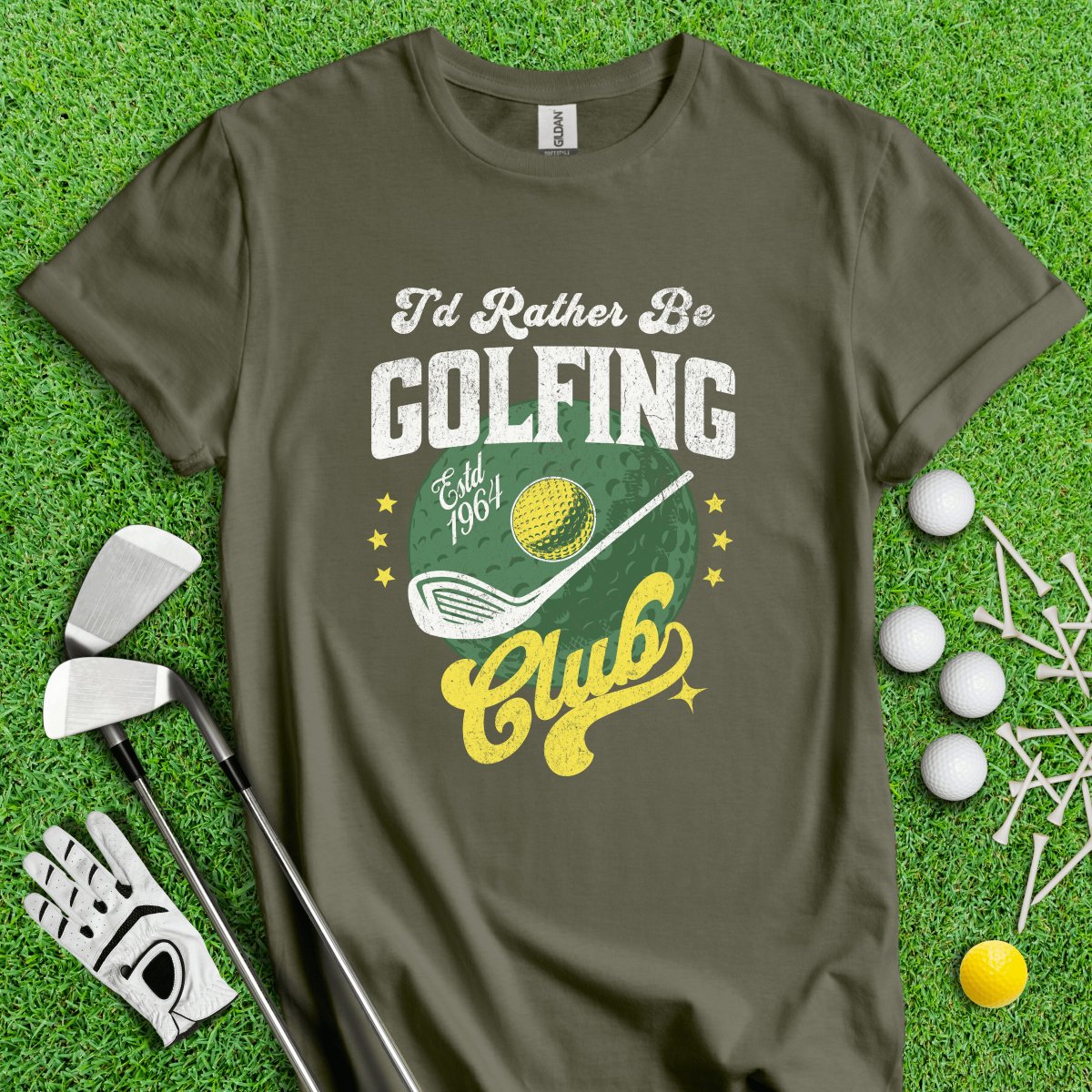 I'd Rather Be Golfing Social Club Funny Golf T - Shirt - TeeHee Golf Gear