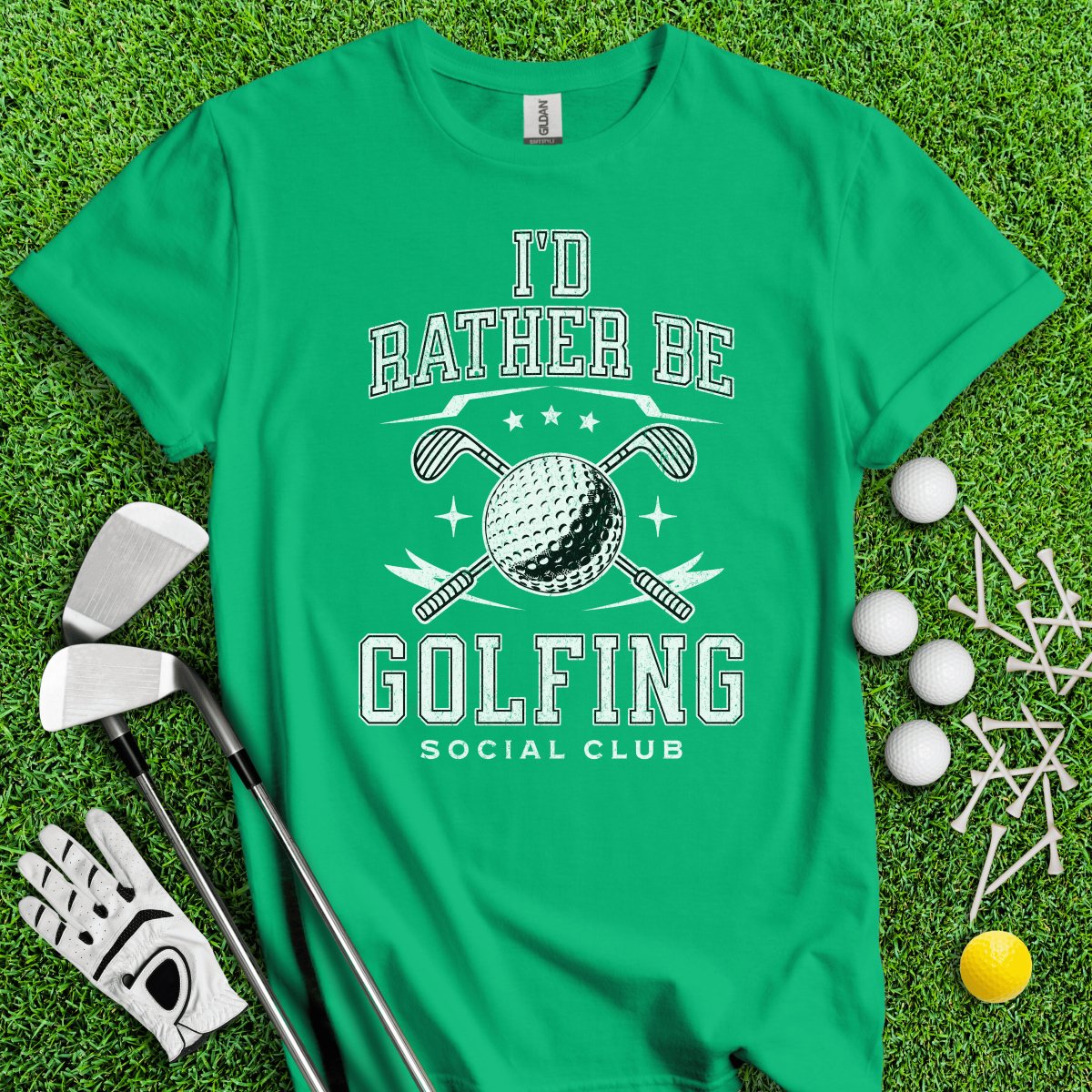 I'd Rather Be Golfing Social Club Funny Golf T - Shirt - TeeHee Golf Gear