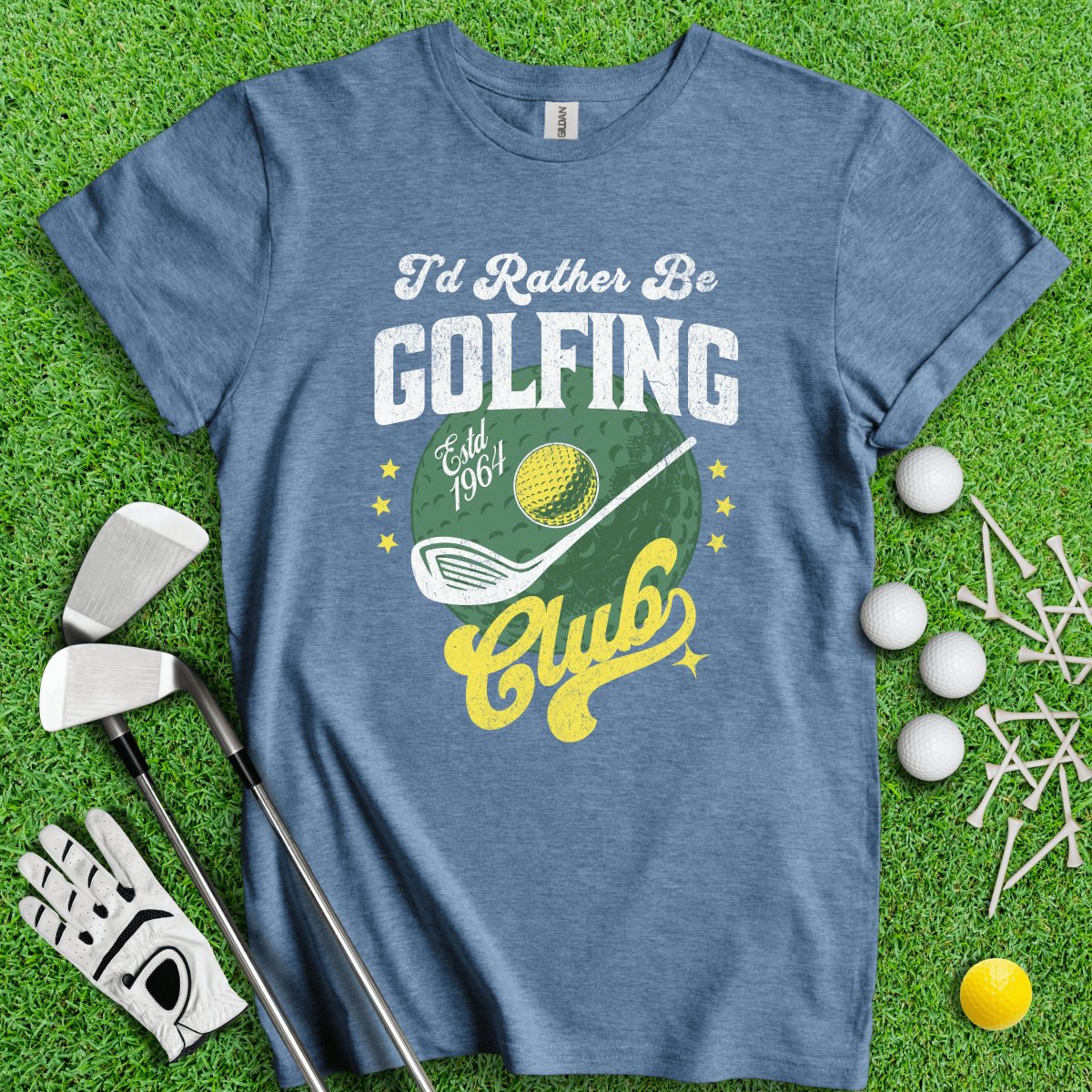 I'd Rather Be Golfing Social Club Funny Golf T - Shirt - TeeHee Golf Gear