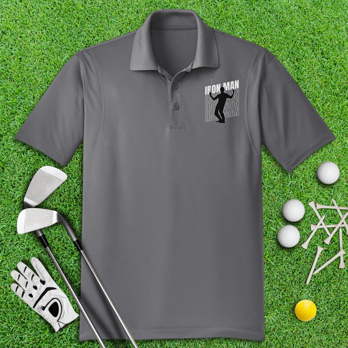 Iron Man Funny Golf Polo Shirt - TeeHee Golf Gear