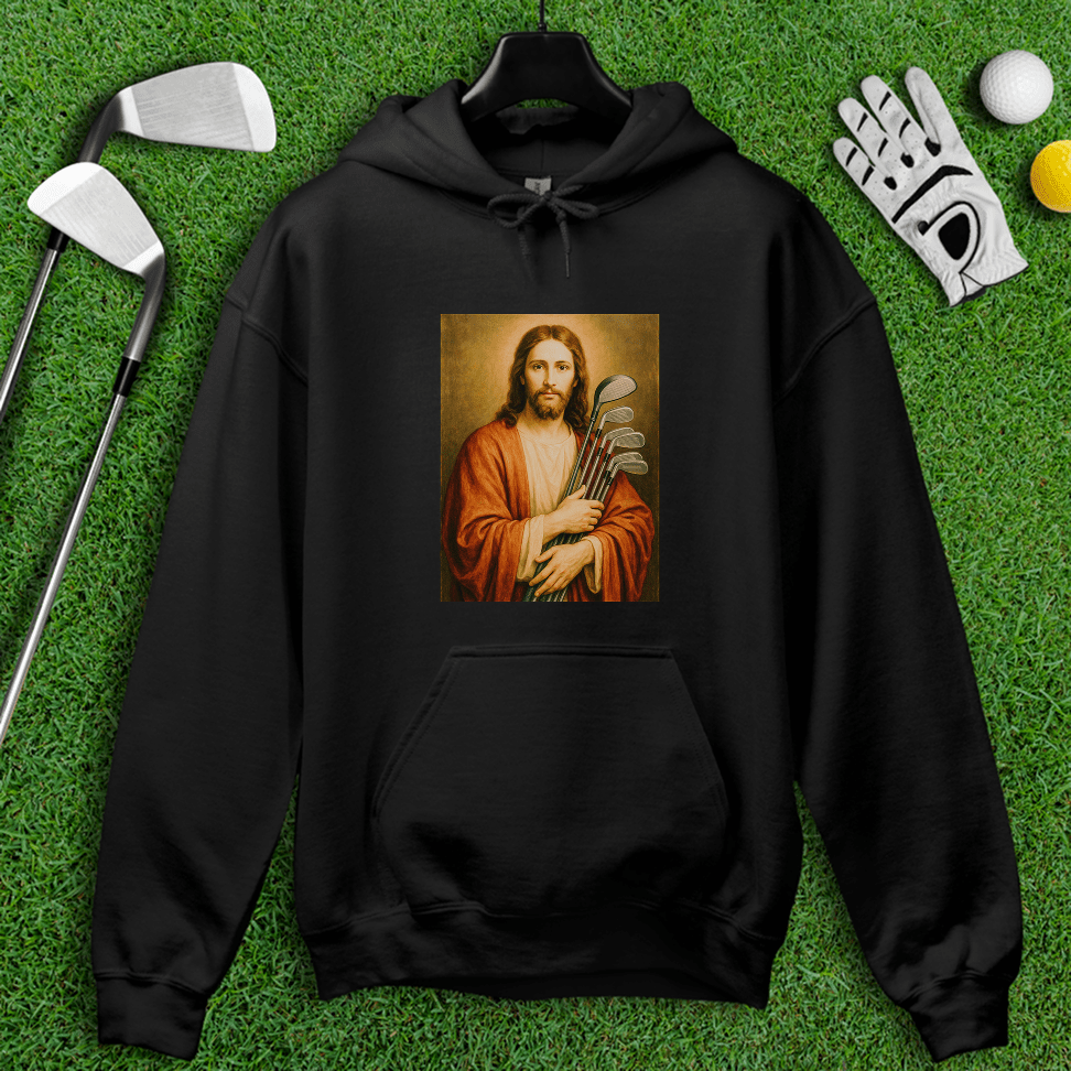 Jesus Hold Golf Clubs Hoodie - TeeHee Golf Gear