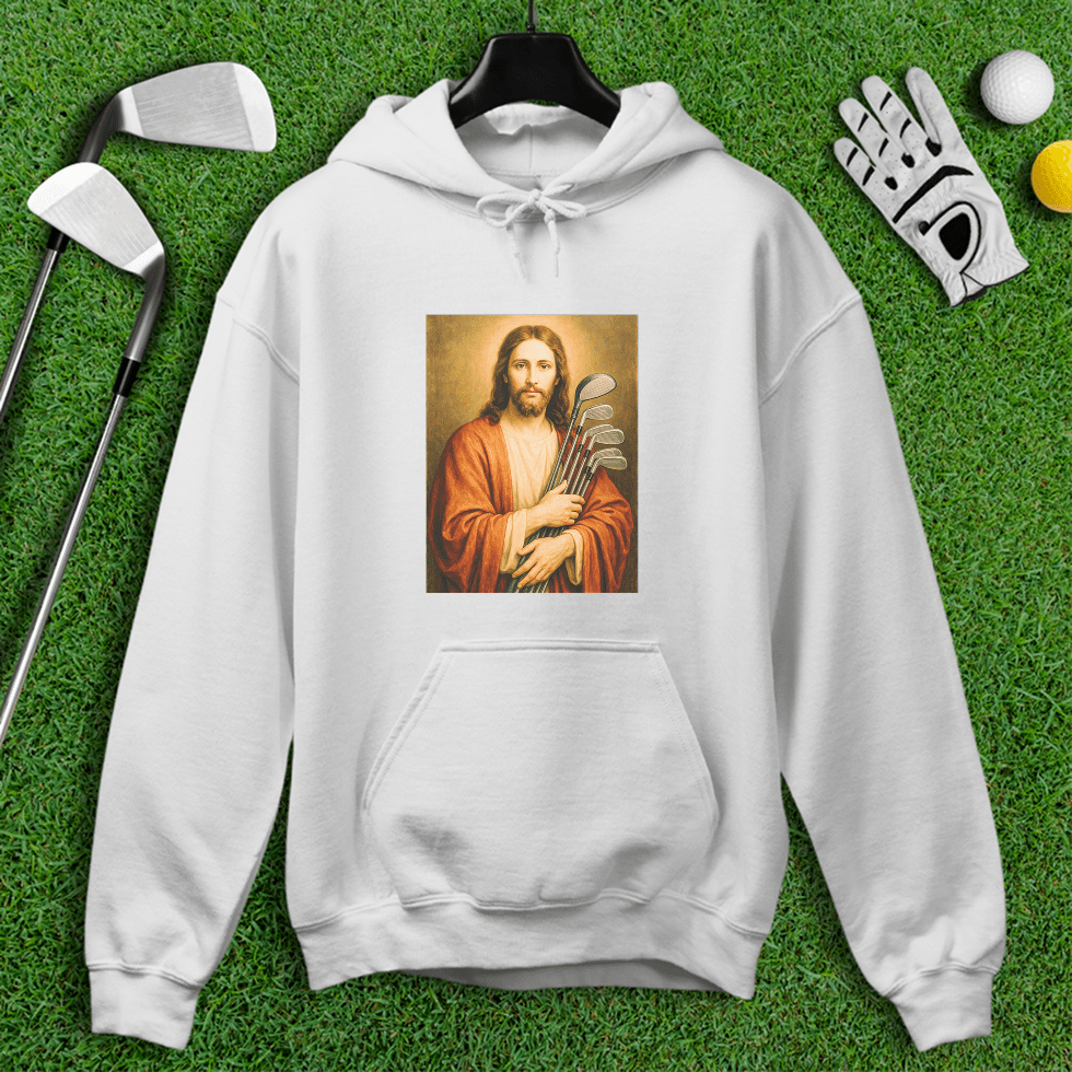 Jesus Hold Golf Clubs Hoodie - TeeHee Golf Gear