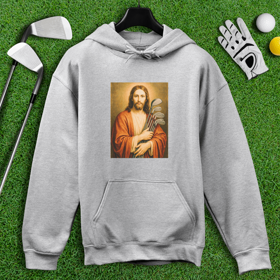 Jesus Hold Golf Clubs Hoodie - TeeHee Golf Gear