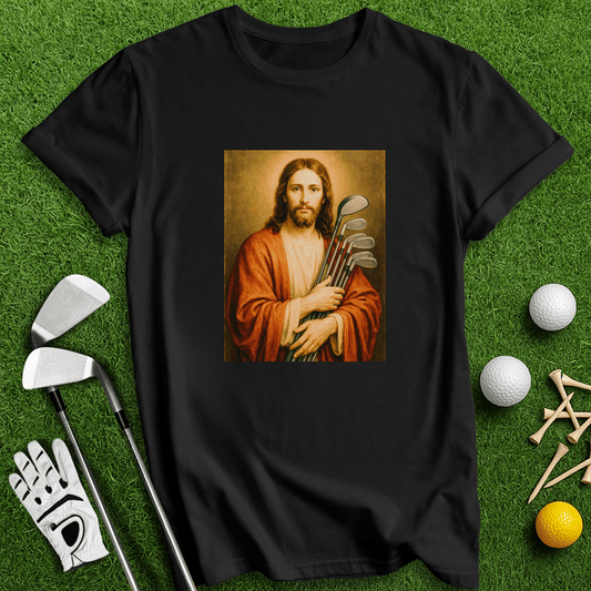 Jesus Hold Golf Clubs T-Shirt - TeeHee Golf Gear