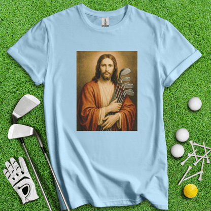 Jesus Hold Golf Clubs T-Shirt - TeeHee Golf Gear