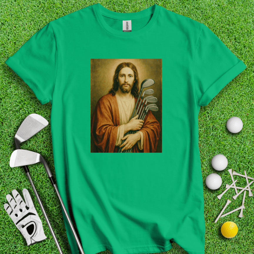 Jesus Hold Golf Clubs T-Shirt - TeeHee Golf Gear