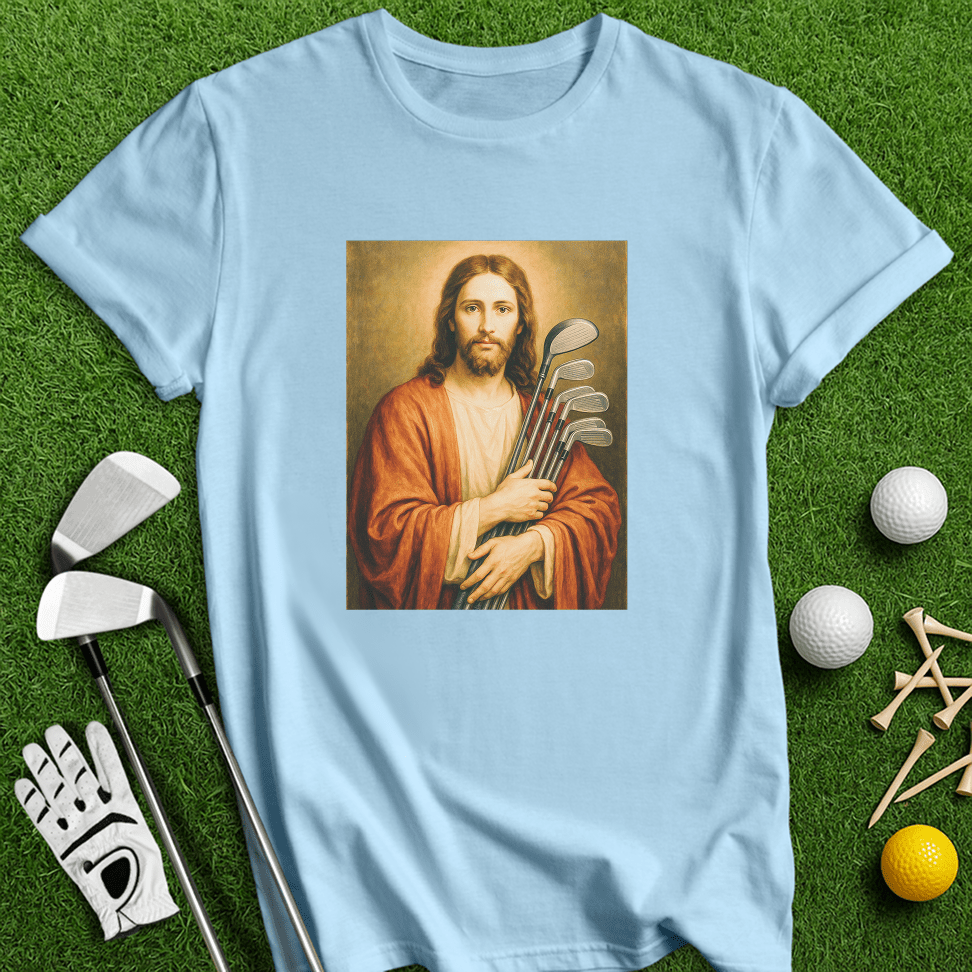 Jesus Hold Golf Clubs T-Shirt - TeeHee Golf Gear