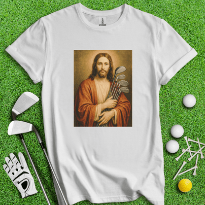 Jesus Hold Golf Clubs T-Shirt - TeeHee Golf Gear