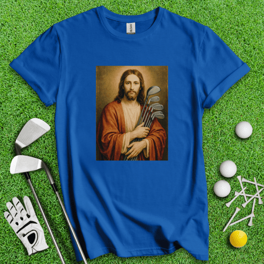 Jesus Hold Golf Clubs T-Shirt - TeeHee Golf Gear