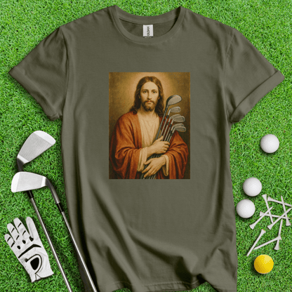 Jesus Hold Golf Clubs T-Shirt - TeeHee Golf Gear