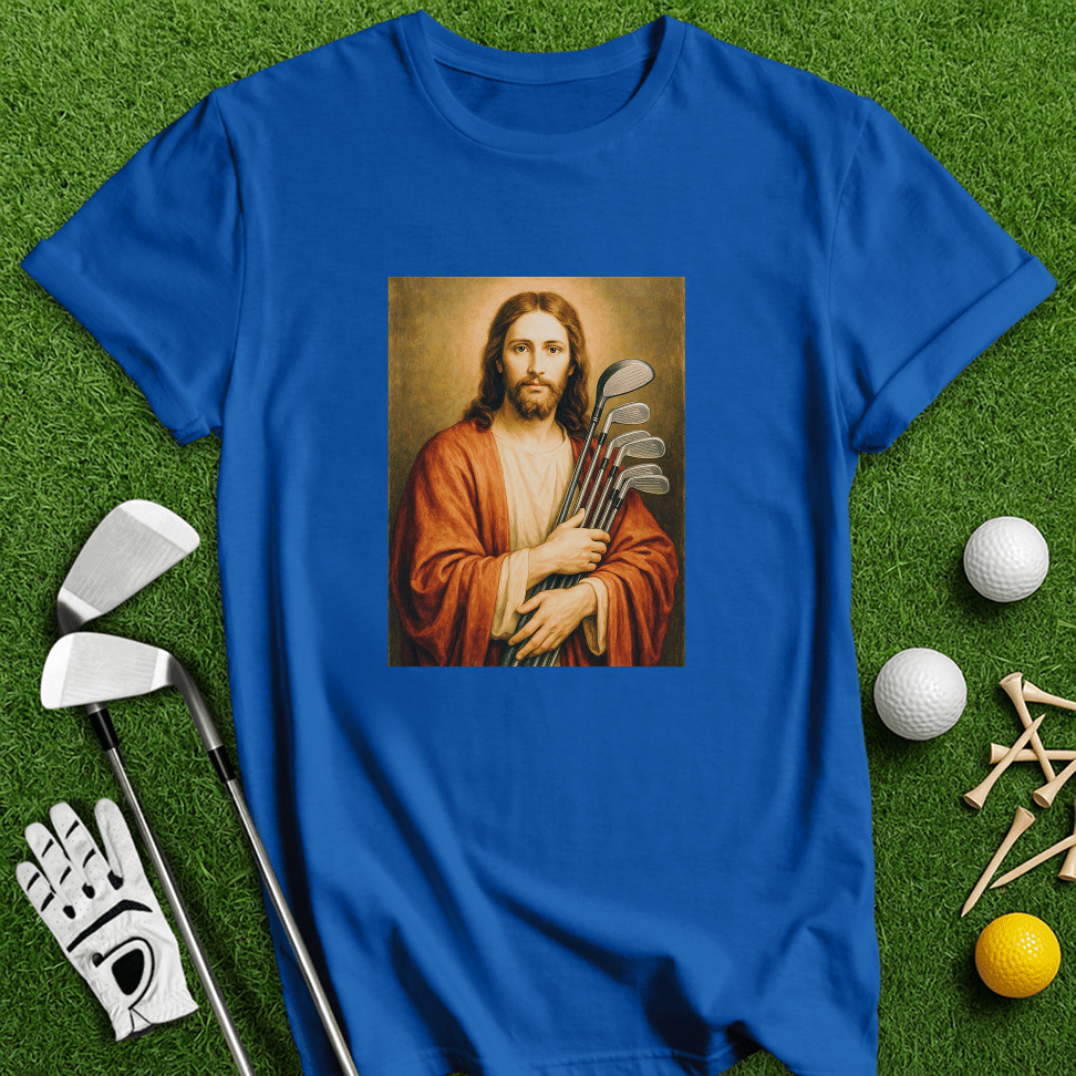 Jesus Hold Golf Clubs T-Shirt - TeeHee Golf Gear